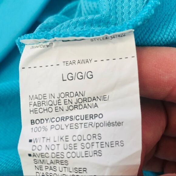 Under Armour teal blue mesh sleeve detail cowl sweatshirt large - Picture 6 of 6